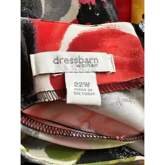 Dressbarn Size 22w Floral Sleeveless Dress - Red, Yellow, Black - Picture 7 of 7